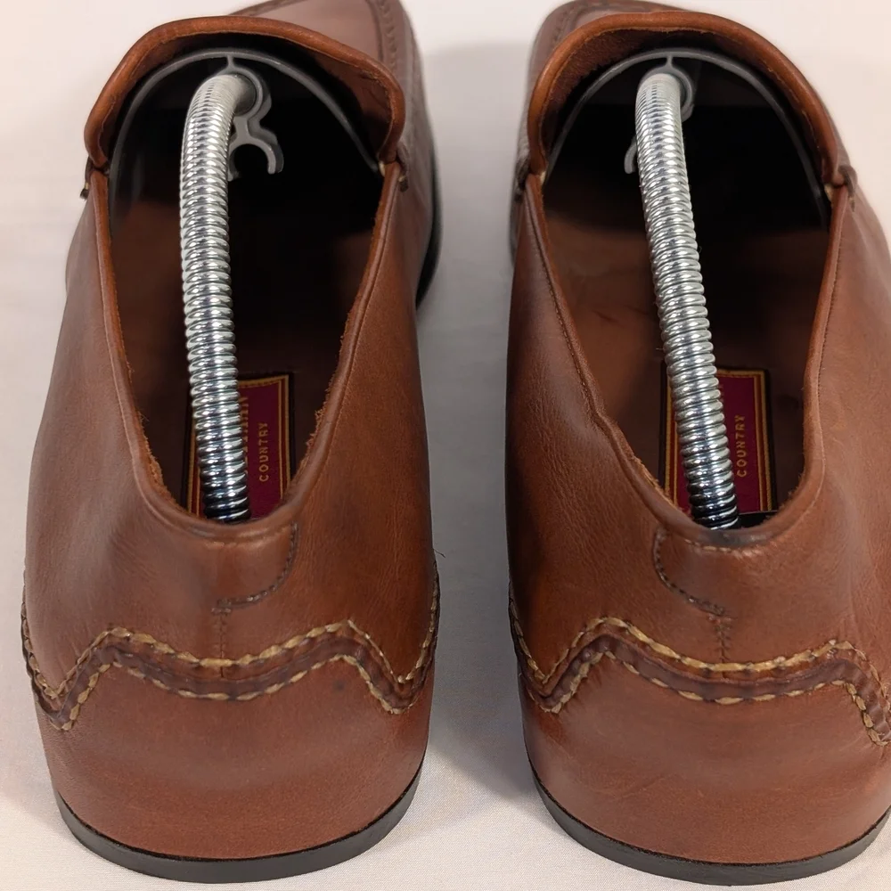 New Cole Haan Country Men's Rich Brown Leather Slip-On Summer Loafers Size 9B